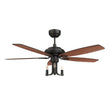 Load image into Gallery viewer, HUNTLEY 52 inch 5 - Blade Vintage Candelabra best Ceiling Fan with Light &amp; Remote Control - Black/Brown Wood &amp; Rosewood (Reversible Blades) - LEDMyPlace
