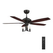 Load image into Gallery viewer, HUNTLEY 52 inch 5 - Blade Vintage Candelabra best Ceiling Fan with Light &amp; Remote Control - Black/Brown Wood &amp; Rosewood (Reversible Blades) - LEDMyPlace