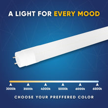 Load image into Gallery viewer, Hybrid T8 4ft LED Tube/Bulb - 22w/20w/18w/15w/ 12w/10w Wattage Adjustable, 130lm/w, 3000k/3500k/4000k/5000k/ 6000k/6500k CCT Changeable, Frosted, Base G13, Single End/Double End Power - Ballast Compatible or Bypass - LEDMyPlace