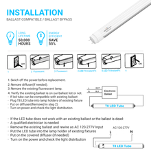 Load image into Gallery viewer, Hybrid T8 4ft LED Tube/Bulb - 22w/20w/18w/15w/ 12w/10w Wattage Adjustable, 130lm/w, 3000k/3500k/4000k/5000k/ 6000k/6500k CCT Changeable, Frosted, Base G13, Single End/Double End Power - Ballast Compatible or Bypass - LEDMyPlace