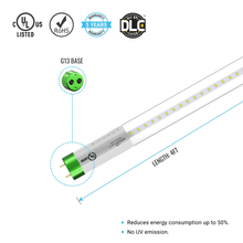 Load image into Gallery viewer, Hybrid T8 4ft LED Tube/Bulb - Glass 18W 2400 Lumens 4000K Clear, Single End/Double End Power - Ballast Compatible or Bypass (Check Compatibility List) - LEDMyPlace