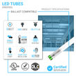 Load image into Gallery viewer, Hybrid T8 4ft LED Tube/Bulb - Glass 18W 2400 Lumens 4000K Frosted, Single End/Double End Power - Ballast Compatible or Bypass (Check Compatibility List) - LEDMyPlace