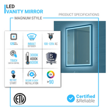 Load image into Gallery viewer, led-lighted-mirror-with-frame-defogger-and-cct-remembrance-magnum-style