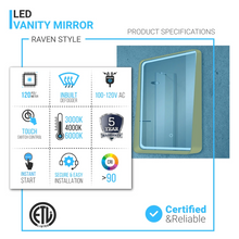 Load image into Gallery viewer, led-lighted-shelf-mirror-touch-switch-defogger-and-cct-remembrance-raven-style