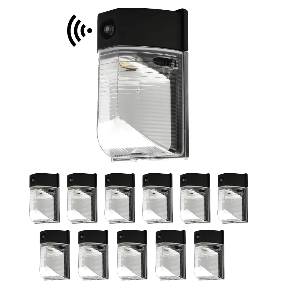 LED Wall Pack Lights with Dusk-to-Dawn Photocell, 13W/18W/26W Wattage Adjustable, 3000K/4000K/5700K CCT Changeable, IP65 Waterproof Outdoor Wall Light Fixture, Commercial Security Lighting