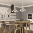 Load image into Gallery viewer, Industrial Pendant Light Fixture, Satin Nickel Finish, Dome Shape, Includes Extension Rods 1x6"+3x12", E26 Base - LEDMyPlace