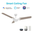 Load image into Gallery viewer, Innovator 52" Modern Wood Pattern Best Smart Ceiling Fan in White w/ LED Light &amp; Remote (3 - Blade) Works w/ Alexa/Google Home/Siri - LEDMyPlace