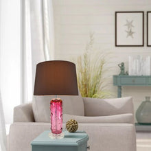 Load image into Gallery viewer, Jacinto Sculpted Translucent Glass Accent Best Table Lamp 27" - Rouge Pink/Chocolate Brown - LEDMyPlace