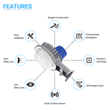 Load image into Gallery viewer, LED Barn Light w/ 3 - pin NEMA Photocell, 72/96/120 Wattage Adjustable &amp; 3000K/4000K/5000K CCT Tunable, 120 - 277V, Dusk to Dawn IP65 Waterproof - LEDMyPlace