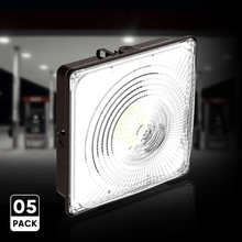 Load image into Gallery viewer, LED Canopy Light 75W 5700K Daylight 9750LM IP65 Waterproof 0 - 10V Dim 120 - 277VAC Surface or Pendant Mount, for Gas Stations Outdoor Area Light, Black - LEDMyPlace