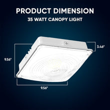 Load image into Gallery viewer, LED Canopy Light 75W 5700K Daylight 9750LM IP65 Waterproof 0 - 10V Dim 120 - 277VAC Surface or Pendant Mount, for Gas Stations Outdoor Area Light, White - LEDMyPlace