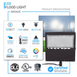 Load image into Gallery viewer, LED Flood Light, 150W/120W/100W Wattage Adjustable, 5700K, 133 LM/W, AC120 - 277V, Bronze, Dimmable, Outdoor Lighting, IP65 Waterproof LED Security Area Lights for Yard, Parking Lot, Playground &amp; Stadium Lights, Gen14B - LEDMyPlace