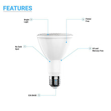 Load image into Gallery viewer, LED Flood Light Bulbs PAR30 Long Neck 12 Watt 3000K 800 Lumens Dimmable 120V E26 Base Damp Location - LEDMyPlace