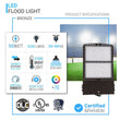 Load image into Gallery viewer, LED High Output Flood Light Fixture, 300W/240W/200W Wattage Adjustable, 5700K, IP65 Waterproof, Dimmable, 277V - 480V High Voltage, Bronze, Commercial Lighting Garden Yard Park Stadium Arena Lighting Fixture, Gen14B - LEDMyPlace