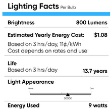 Load image into Gallery viewer, LED Light Bulbs A19 9 Watt 5000K 800 Lumens 120V E26 Base UL Listed Damp Location Non - Dimmable - LEDMyPlace
