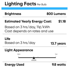 Load image into Gallery viewer, LED Light Bulbs A19 9.8W 4000K 800 Lumens 120V Dimmable E26 Base Damp Location Standard LED Bulbs - LEDMyPlace