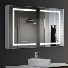 Load image into Gallery viewer, LED Lighted Bathroom Medicine Cabinet with Outlet, Double Sided Mirror, On/Off Switch, ETL, RoHS Listed, 90+ CRI, Surface Mount, Medicine Cabinet with LED Mirror, Benign Style - LEDMyPlace