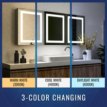 Load image into Gallery viewer, LED Lighted Bathroom Medicine Cabinet with Outlet, Double Sided Mirror, On/Off Switch, Surface Mount, Medicine Cabinet with LED Mirror, CRI 90+, Hector Style - LEDMyPlace