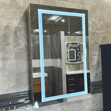 Load image into Gallery viewer, LED Lighted Bathroom Medicine Cabinet with Outlet, Double Sided Mirror, On/Off Switch, Surface Mount, Medicine Cabinet with LED Mirror, CRI 90+, Hector Style - LEDMyPlace