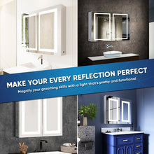 Load image into Gallery viewer, LED Lighted Bathroom Medicine Cabinet with Outlet, Double Sided Mirror, On/Off Switch, Surface Mount, Medicine Cabinet with LED Mirror, CRI 90+, Hector Style - LEDMyPlace