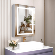 Load image into Gallery viewer, LED Lighted Bathroom Medicine Cabinet with Outlet, Double Sided Mirror, On/Off Switch, Surface Mount, Medicine Cabinet with LED Mirror, CRI 90+, Hector Style - LEDMyPlace