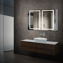 Load image into Gallery viewer, LED Lighted Bathroom Medicine Cabinet with Outlet, Double Sided Mirror, On/Off Switch, Surface Mount, Medicine Cabinet with LED Mirror, CRI 90+, Hector Style - LEDMyPlace
