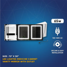 Load image into Gallery viewer, LED Lighted Bathroom Medicine Cabinet with Outlet, Double Sided Mirror, On/Off Switch, Surface Mount, Medicine Cabinet with LED Mirror, CRI 90+, Hector Style - LEDMyPlace