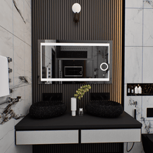 Load image into Gallery viewer, LED Lighted Bathroom Vanity Mirror with Magnifying Mirror, Anti - Fog, Touch Button, CRI 90+,Adjustable Color Temperature &amp; Remembrance Makeup Mirror, Auspice Style - LEDMyPlace