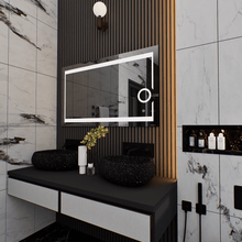 Load image into Gallery viewer, LED Lighted Bathroom Vanity Mirror with Magnifying Mirror, Anti - Fog, Touch Button, CRI 90+,Adjustable Color Temperature &amp; Remembrance Makeup Mirror, Auspice Style - LEDMyPlace