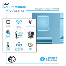 Load image into Gallery viewer, LED Lighted Bathroom Vanity Mirror with Magnifying Mirror, Anti - Fog, Touch Button, CRI 90+,Adjustable Color Temperature &amp; Remembrance Makeup Mirror, Auspice Style - LEDMyPlace
