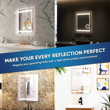 Load image into Gallery viewer, LED Lighted Bathroom Vanity Mirror with Magnifying Mirror, Anti - Fog, Touch Button, CRI 90+,Adjustable Color Temperature &amp; Remembrance Makeup Mirror, Auspice Style - LEDMyPlace