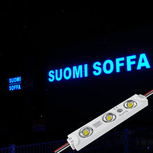 Load image into Gallery viewer, LED Module Lights, 3LEDs/Mod, DC12V, 0.72W, Blue, Waterproof Decorative Light for Letter Sign Advertising Signs with Tape Adhesive Backside (40 - Pack) - LEDMyPlace