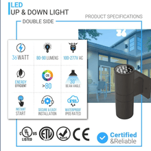 Load image into Gallery viewer, LED Outdoor Up &amp; Down Lights With Remote, RGBW, Cylinder, 18WX2, AC100 - 277V, IP65, ETL CE RoSH Approval, Outdoor Wall Lights - LEDMyPlace