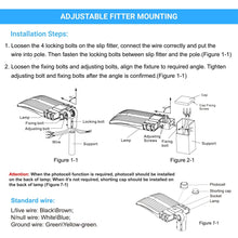 Load image into Gallery viewer, LED Parking Lot Light with Photocell &amp; Motion Sensor, 300W/240W/200W Wattage Adjustable, 5700K,133 LM/W, Universal Mount (Adjustable Slip Fitter +Wall Mount), Waterproof, Bronze, AC120 - 277V, Outdoor Commercial Area Street Security Lighting Fixture, Gen14B - LEDMyPlace