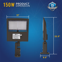 Load image into Gallery viewer, LED Pole Light, 150W/120W/100W Wattage Adjustable, 5700K, 133 LM/W, Universal Mount (Adjustable Slip Fitter + Wall Mount), Bronze, AC120 - 277V, Waterproof IP65, Parking Lot Lights, Outdoor Area Street Security Lighting Fixture, Gen14B - LEDMyPlace