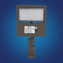 Load image into Gallery viewer, LED Pole Light 150W/120W/100W with Dusk to Dawn Photocell, 5700K, 133LM/W, Universal Mount (Adjustable Slip Fitter + Wall Mount), Bronze, AC120 - 277V, Waterproof IP65, Parking Lot Lights, Outdoor Area Street Security Lighting Fixture - LEDMyPlace