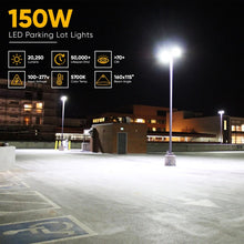 Load image into Gallery viewer, LED Pole Light 150W/120W/100W with Dusk to Dawn Photocell, 5700K, 133LM/W, Universal Mount (Adjustable Slip Fitter + Wall Mount), Bronze, AC120 - 277V, Waterproof IP65, Parking Lot Lights, Outdoor Area Street Security Lighting Fixture - LEDMyPlace