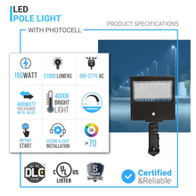 Load image into Gallery viewer, LED Pole Light with Dusk to Dawn Photocell, 150W/120W/100W Wattage Adjustable, 4000K, Universal Mount, Bronze, AC120 - 277V, IP65 Waterproof, LED Parking Lot Lights - Outdoor Commercial Area Street Lighting, Gen14B - LEDMyPlace