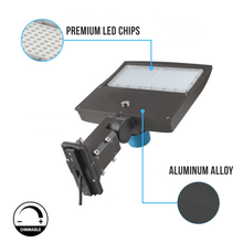 Load image into Gallery viewer, LED Pole Light with Dusk to Dawn Photocell, 150W/120W/100W Wattage Adjustable, 4000K, Universal Mount, Bronze, AC120 - 277V, IP65 Waterproof, LED Parking Lot Lights - Outdoor Commercial Area Street Lighting, Gen14B - LEDMyPlace