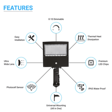 Load image into Gallery viewer, LED Pole Light with Dusk to Dawn Photocell, 150W/120W/100W Wattage Adjustable, 4000K, Universal Mount, Bronze, AC120 - 277V, IP65 Waterproof, LED Parking Lot Lights - Outdoor Commercial Area Street Lighting, Gen14B - LEDMyPlace