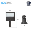 Load image into Gallery viewer, LED Pole Light with Dusk to Dawn Photocell, 150W/120W/100W Wattage Adjustable, 5700K, 136 LM/W, Universal Mount, High Voltage 277V - 480V, Bronze, IP65 Waterproof, LED Parking Lot Lights - Outdoor Commercial Area Street Lighting, Gen14B - LEDMyPlace