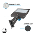 Load image into Gallery viewer, LED Pole Light with Dusk to Dawn Photocell, 150W/120W/100W Wattage Adjustable, 5700K, 136 LM/W, Universal Mount, High Voltage 277V - 480V, Bronze, IP65 Waterproof, LED Parking Lot Lights - Outdoor Commercial Area Street Lighting, Gen14B - LEDMyPlace