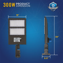 Load image into Gallery viewer, LED Pole Light with Dusk to Dawn Photocell, 300W/240W/200W Wattage Adjustable, 3000K, Universal Mount (Adjustable Slip Fitter + Wall Mount), Bronze, AC120 - 277V, IP65 Waterproof, Gen14B, LED Parking Lot Lights - LED Shoebox Area Light - LEDMyPlace