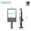 Load image into Gallery viewer, LED Pole Light with Dusk to Dawn Photocell, 300W/240W/200W Wattage Adjustable, 5700K, 133 LM/W, Universal Mount (Adjustable Slip Fitter + Wall Mount), Gray, IP65 Waterproof, AC120 - 277V, LED Parking Lot Lights - Outdoor Commercial Area Street Lighting - LEDMyPlace