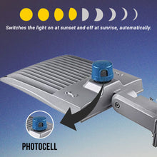 Load image into Gallery viewer, LED Pole Light with Dusk to Dawn Photocell, 300W/240W/200W Wattage Adjustable, 5700K, 133 LM/W, Universal Mount (Adjustable Slip Fitter + Wall Mount), Silver, IP65 Waterproof, AC100 - 277V, LED Parking Lot Lights - Outdoor Commercial Area Street Lighting, - LEDMyPlace