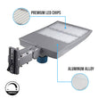 Load image into Gallery viewer, LED Pole Light with Dusk to Dawn Photocell, 300W/240W/200W Wattage Adjustable, 5700K, 133 LM/W, Universal Mount (Adjustable Slip Fitter + Wall Mount), Silver, IP65 Waterproof, AC100 - 277V, LED Parking Lot Lights - Outdoor Commercial Area Street Lighting, - LEDMyPlace