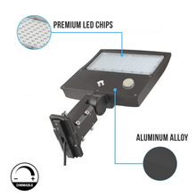Load image into Gallery viewer, LED Pole Light with Photocell &amp; Motion Sensor, 150W/120W/100W Wattage Adjustable, 5700K,133 LM/W, IP65, AC120 - 277V, Bronze, Universal Mount, Parking Lot Lights Outdoor Commercial Area Street Lighting, Gen14B - LEDMyPlace