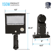 Load image into Gallery viewer, LED Pole Light with Photocell &amp; Motion Sensor, 150W/120W/100W Wattage Adjustable, 5700K,133 LM/W, IP65, AC120 - 277V, Bronze, Universal Mount, Parking Lot Lights Outdoor Commercial Area Street Lighting, Gen14B - LEDMyPlace