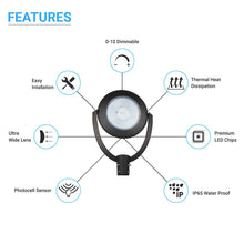 Load image into Gallery viewer, LED Post Top Light With Photocell 75W, 5700K, AC120 - 277V, UL, DLC Listed, IP65 Waterproof, Dimmable, Bronze, For Street Yard Garden Lighting - LEDMyPlace