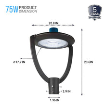 Load image into Gallery viewer, LED Post Top Light With Photocell 75W, 5700K, AC120 - 277V, UL, DLC Listed, IP65 Waterproof, Dimmable, Bronze, For Street Yard Garden Lighting - LEDMyPlace